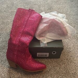 Pink Rhinestone Knee-High Boots, size 6